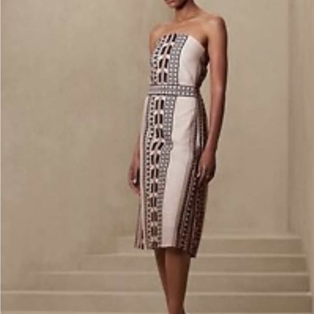NWT Banana Republic Strapless Dress in Black and Cream